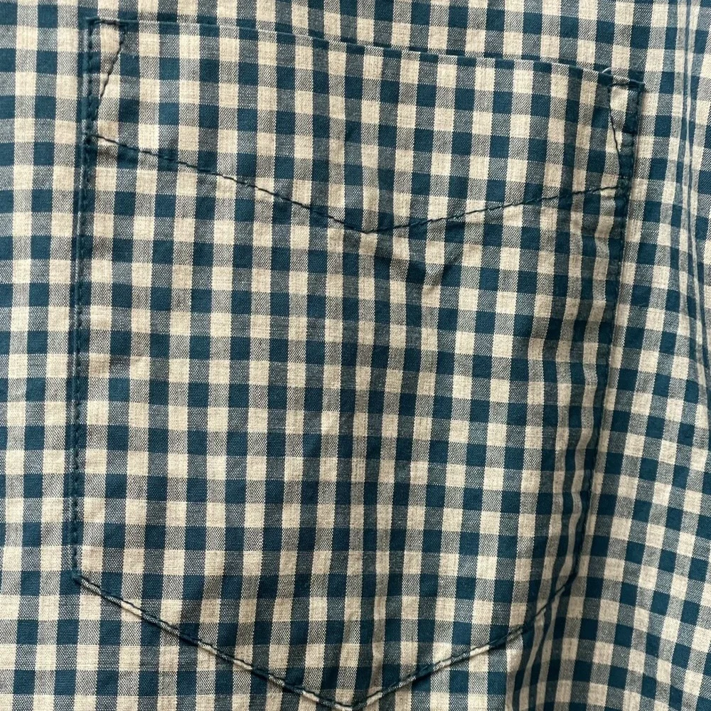 The North Face Men's XL Button Up Shirt Short Sleeve Green White Gingham Outdoor